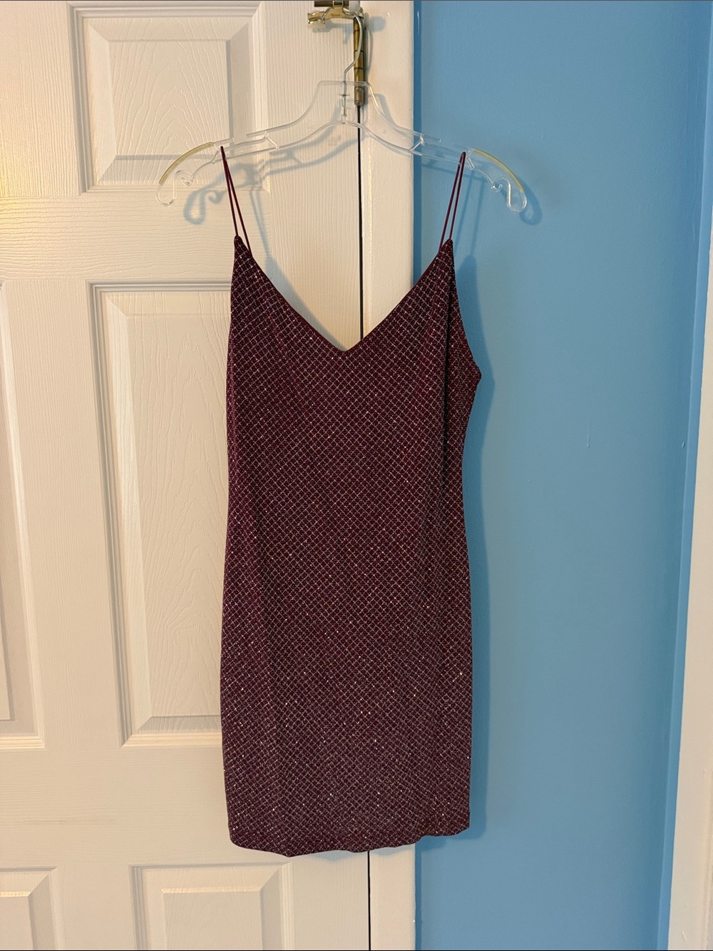 B Darlin Burgundy Micro-Print Slip Mini Dress